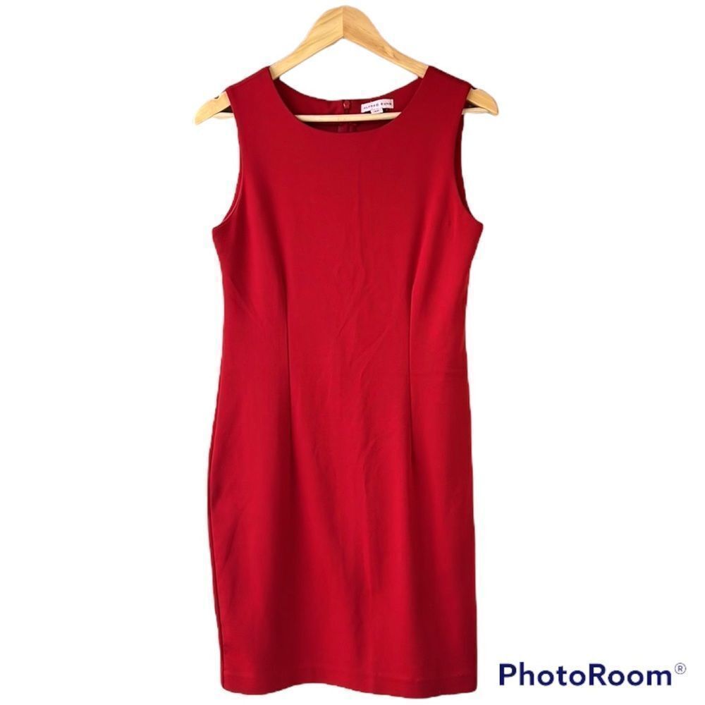 ALFRED SUNG Red Sheath Dress Size Small
